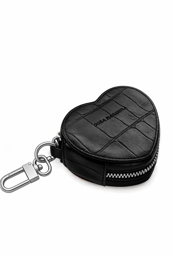 Heartbeat Pouch Charm Negro croco